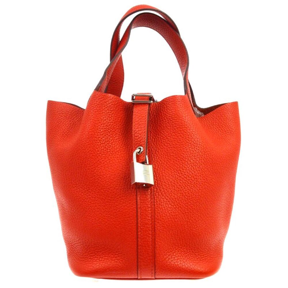 Hermes Picotin Lock Clemence Red Leather Handbag